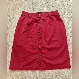 Vintage LL Bean Size 8 Red Cotton Button Mini Skirt